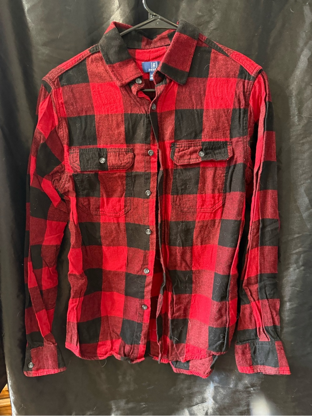 Men's Red and Black Buffalo Plaid Button-Up Shirt